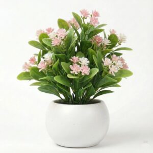Mini Artificial Potted Plant with Blossoms