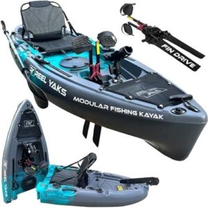 Reel Yaks Raptor Modular Fishing Kayak – 9.5ft Lightweight Sit On Top Kayak for Adults & Youth – Stable & Portable, Ideal Space-Saving Design for Travel – 380lbs Capacity