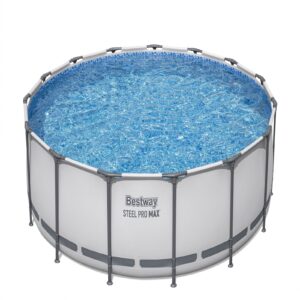 Bestway Steel Pro MAX 10 Foot x 30 Inch Round Metal Frame Above Ground Outdoor Backyard Swimming Pool Set with 330 GPH Filter Pump